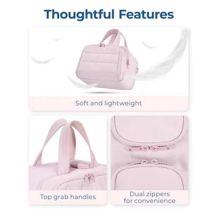 NNEDSZ Beige Waterproof Travel Duffle Bag - Lightweight Multi-Pocket Overnight Bag for Women-2