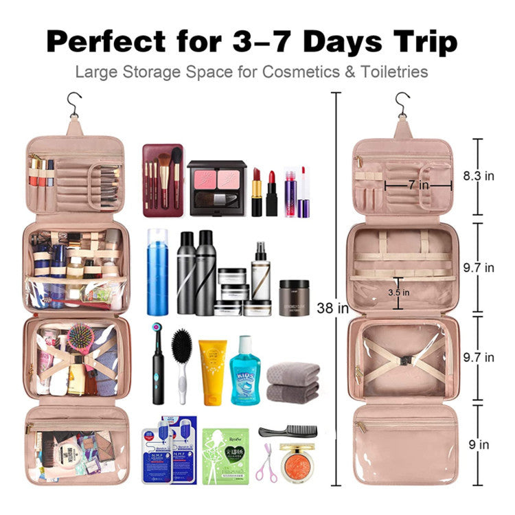 Black Multifunctional Travel Toiletry Organizer with Hanger and Large Storage Capacity-1