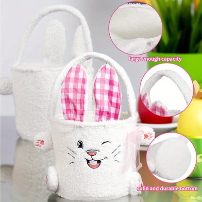 Easter Bunny Candy Bag Plush Storage Basket Decor