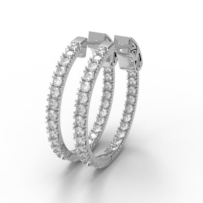 Full Eternity Moissanite Hoop Earrings with Designer Clasp –  14k Yellow Gold-4