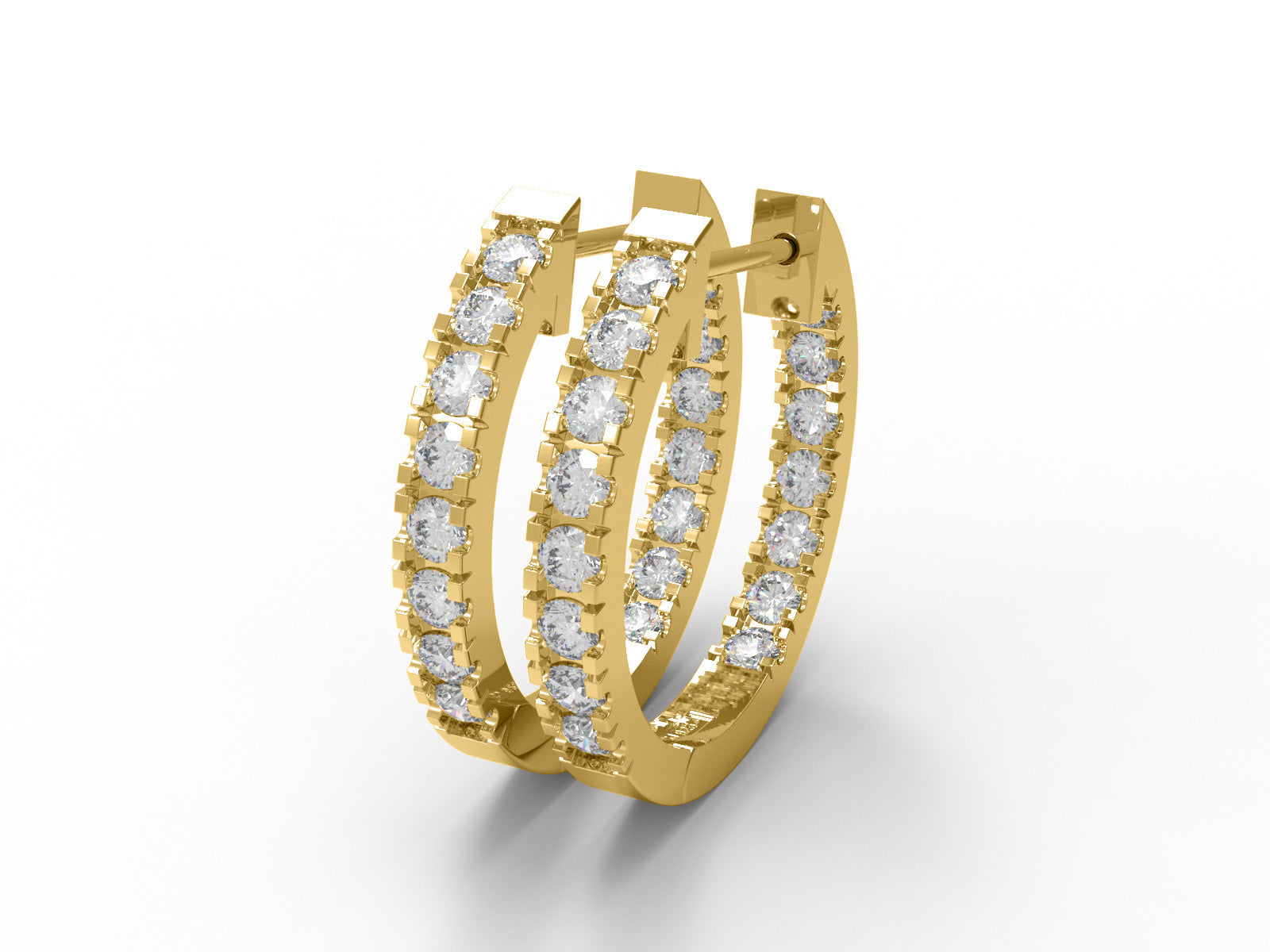 Inside-Out Moissanite Hoop Earrings – 14k Yellow Gold-2