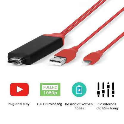 HDMI kábel iPhone képernyő tükrözéshez-3