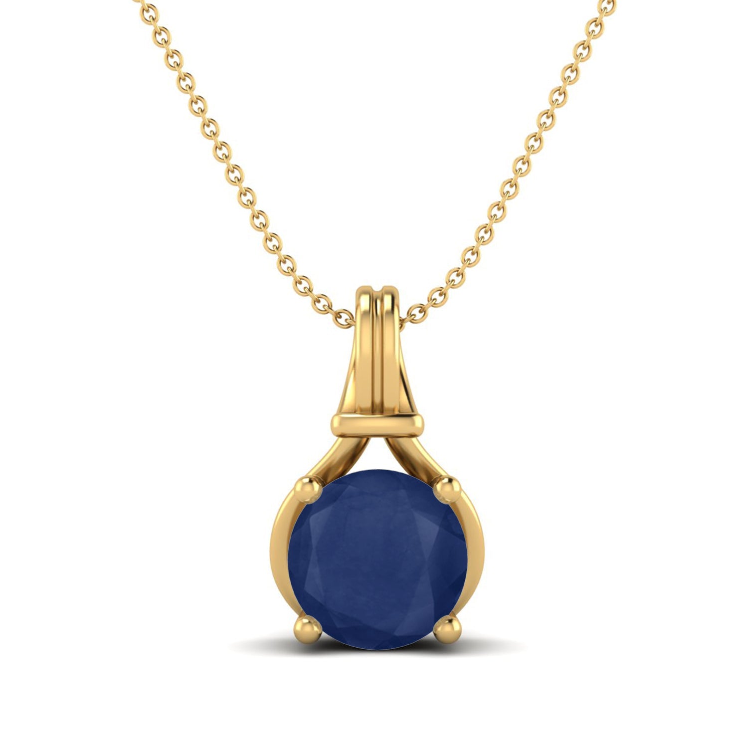Blue Sapphire Solitaire Necklace – 9K Yellow Gold-0