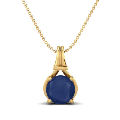 Blue Sapphire Solitaire Necklace – 9K Yellow Gold-0