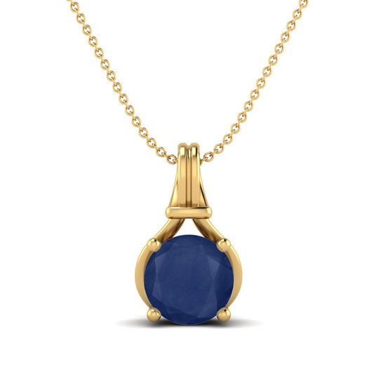Blue Sapphire Solitaire Necklace – 9K Yellow Gold-0