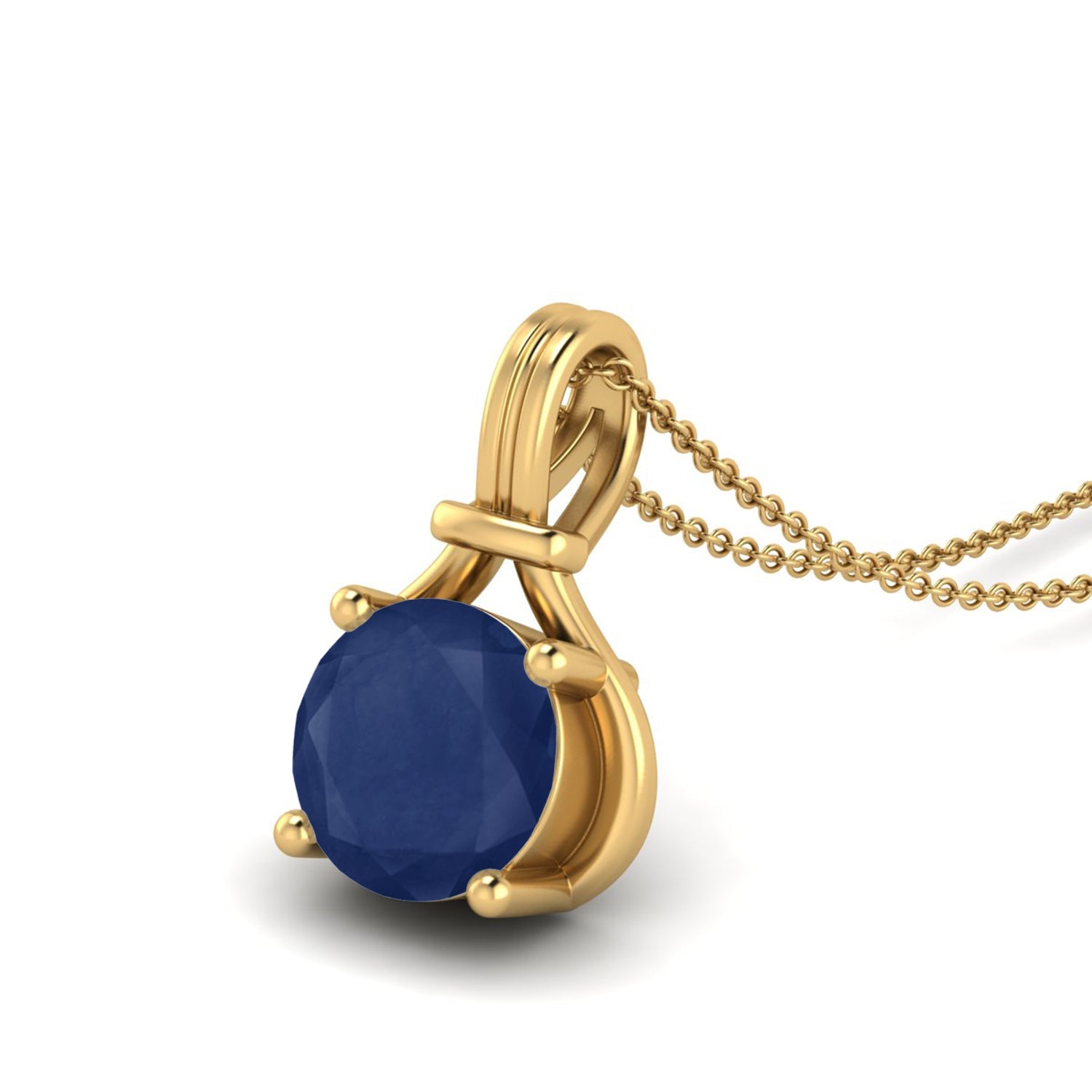 Blue Sapphire Solitaire Necklace – 9K Yellow Gold-2