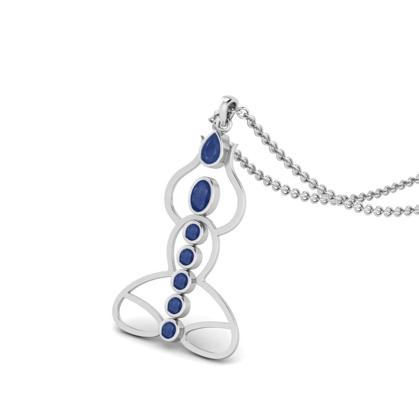 Blue Sapphire 3.15 Ct Round Chakra Yoga-Inspired Necklace - 14k Yellow Gold-4