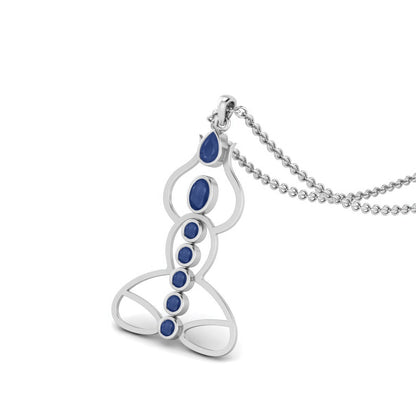 Blue Sapphire 3.15 Ct Round Chakra Yoga-Inspired Necklace - 14k Yellow Gold-4