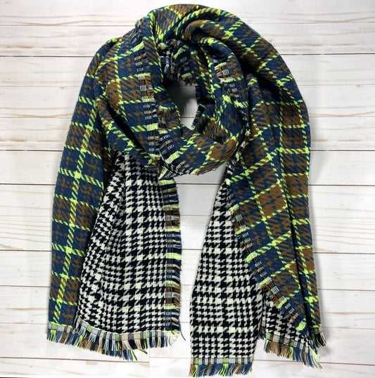 Green Tartan Pattern Blanket Scarf-0