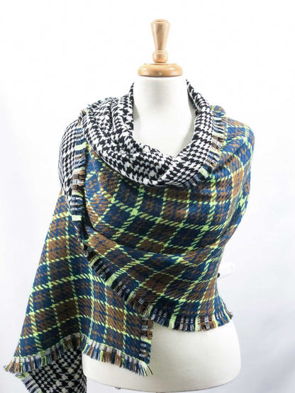 Green Tartan Pattern Blanket Scarf-1