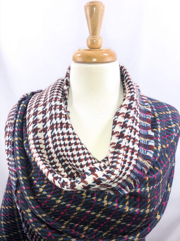 Brown Tartan Pattern Blanket Scarf-5