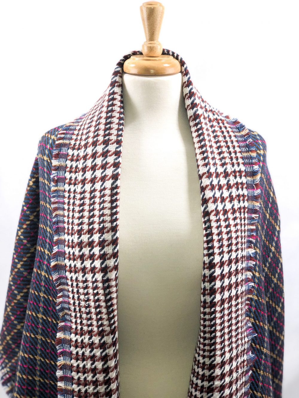 Brown Tartan Pattern Blanket Scarf-4