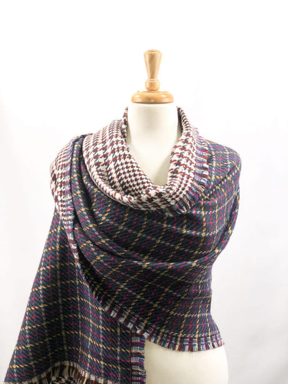 Brown Tartan Pattern Blanket Scarf-2