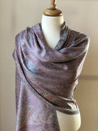 Light Pink Jamawar Pashmina Scarf-1