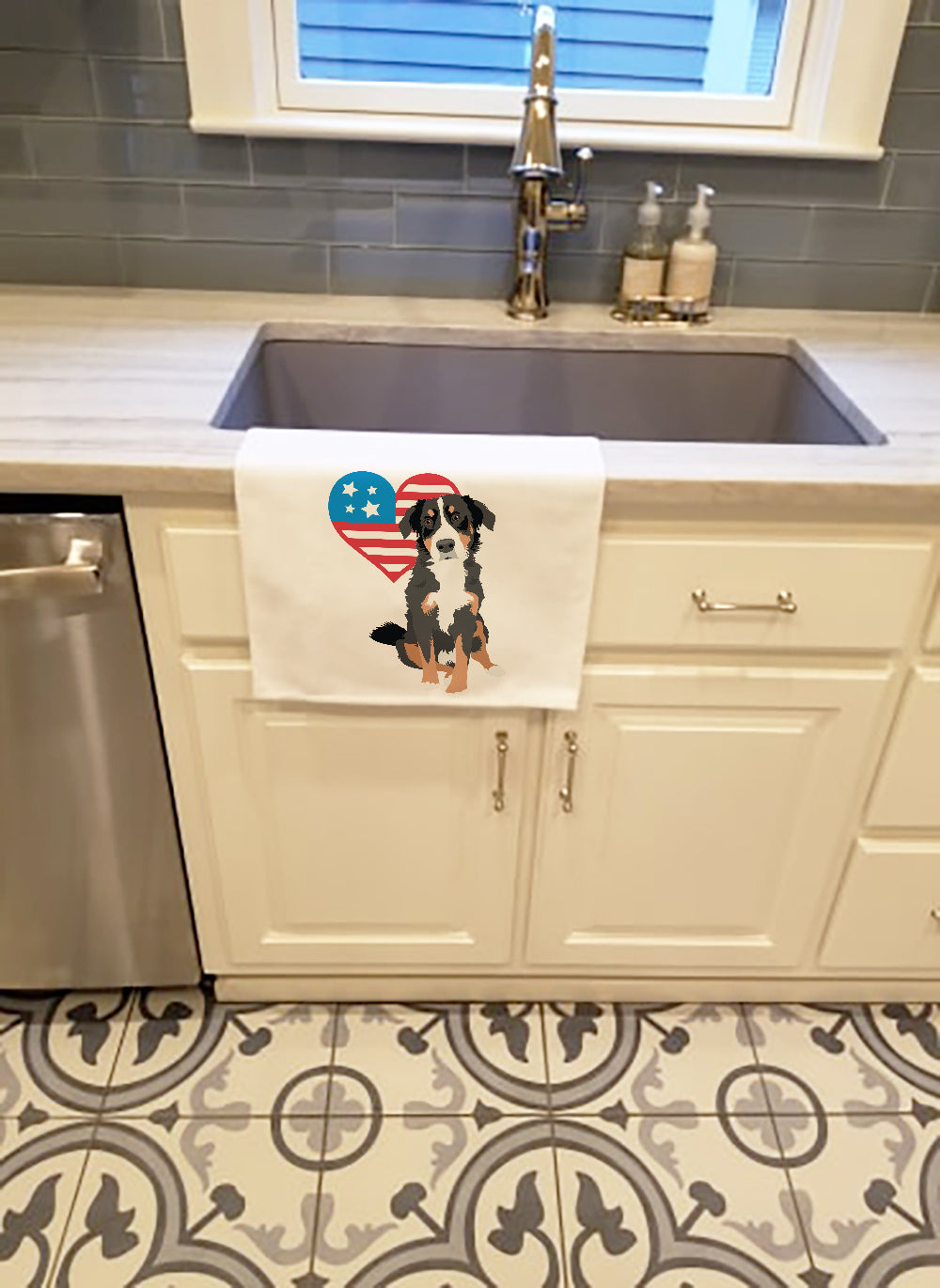 Bernese Mountain Dog Puppy #2 Patriotic Kitchen Towel Set of 2-2