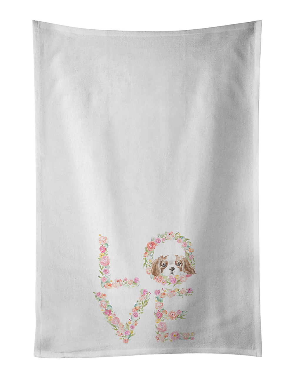 Cavalier Spaniel Blenheim Puppy LOVE Kitchen Towel Set of 2-0