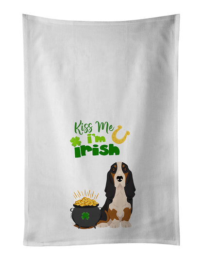 Black Tricolor Basset Hound St. Patrick's Day Kitchen Towel Set of 2-0