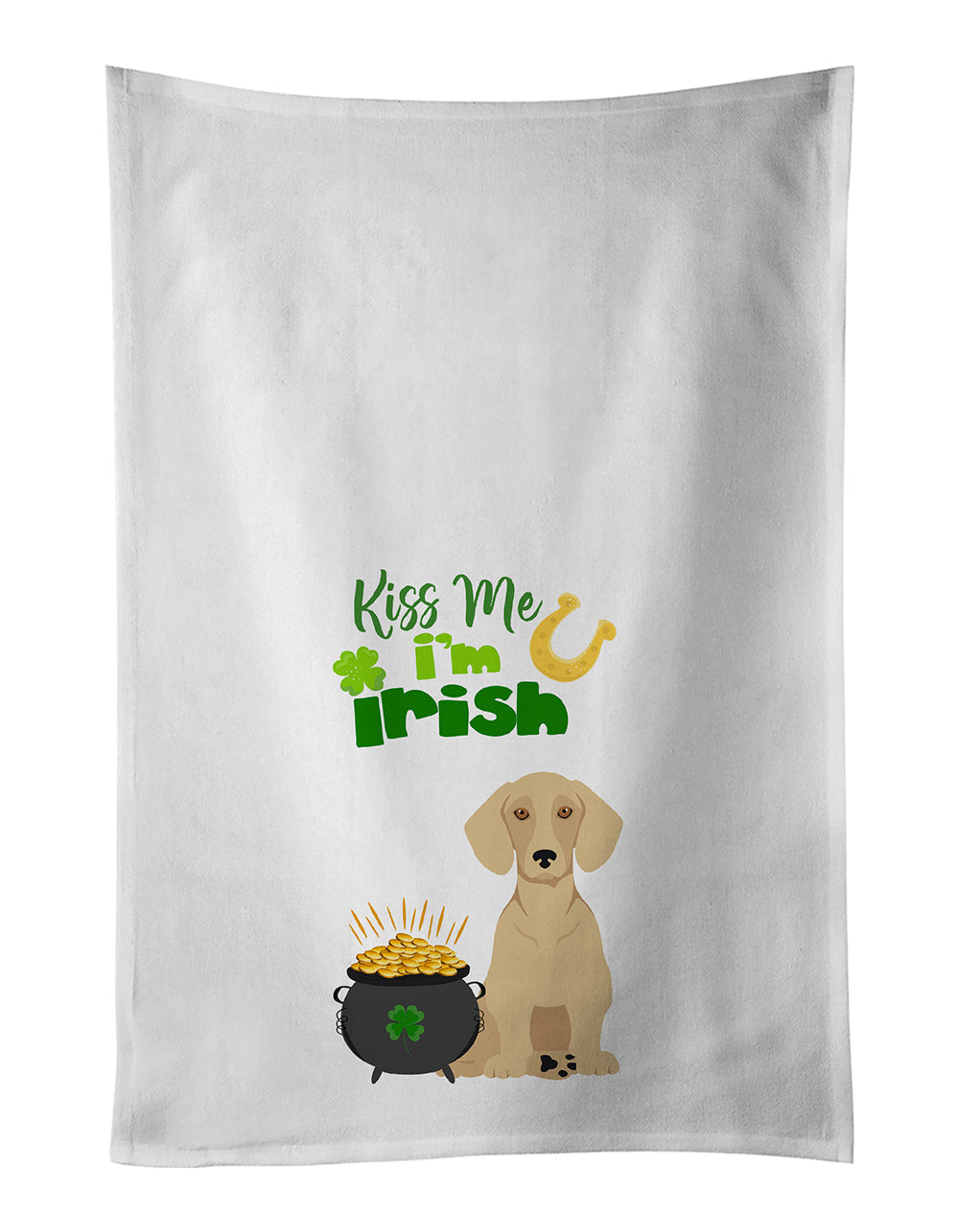 Cream Dachshund St. Patrick's Day Kitchen Towel Set of 2-0