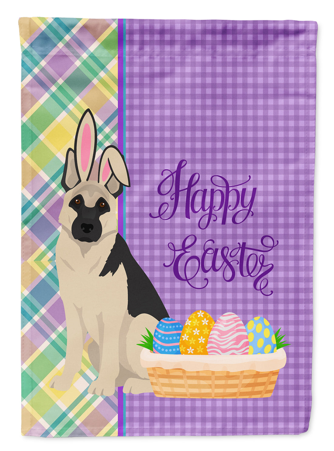 Black and Silver German Shepherd Easter Garden Flag-0