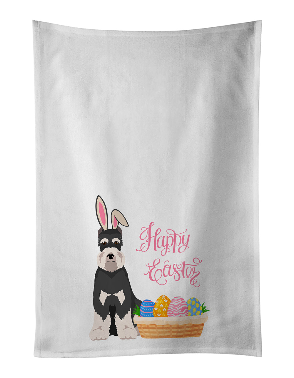 Black and Silver Schnauzer Easter Kitchen Towel Set of 2-0