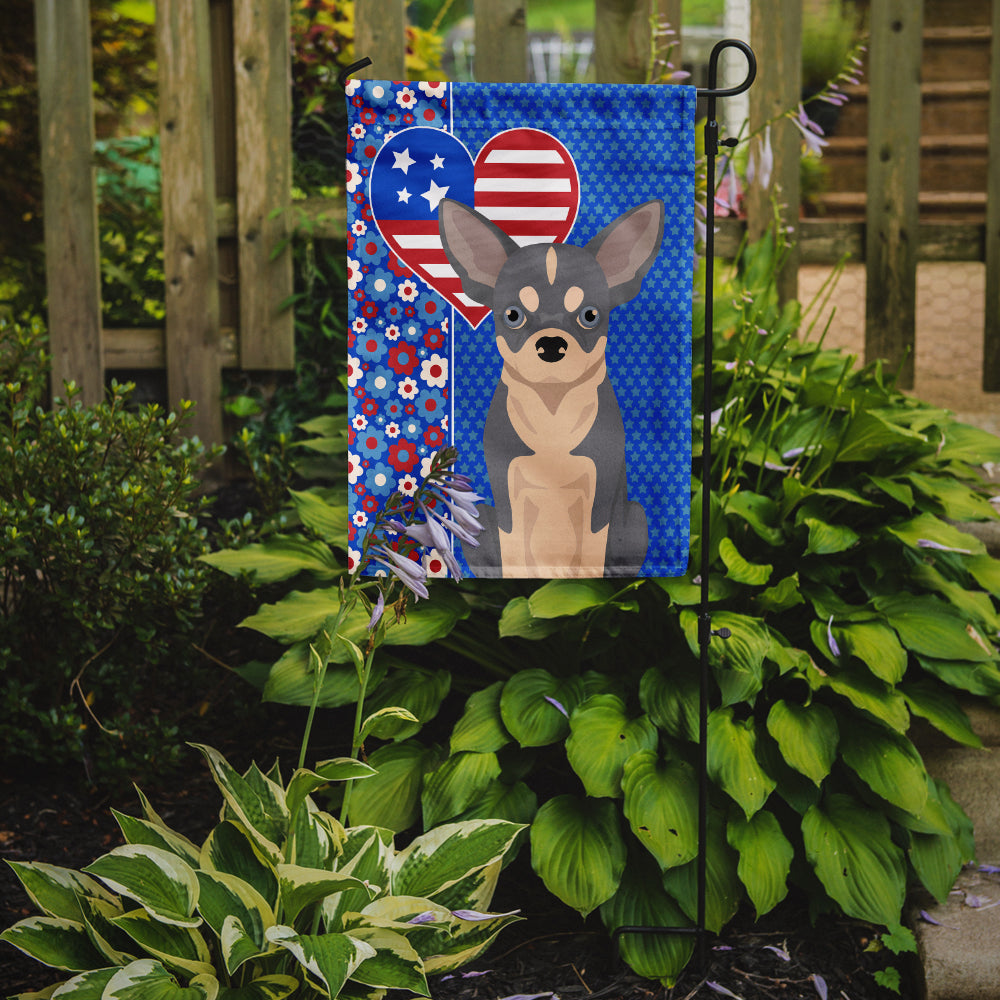 Blue and White Chihuahua USA American Garden Flag-1