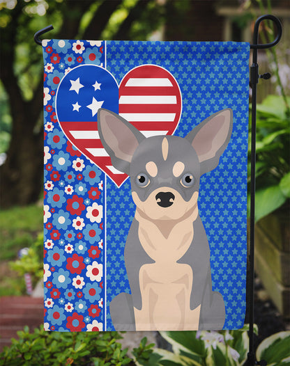 Blue and White Chihuahua USA American Garden Flag-2