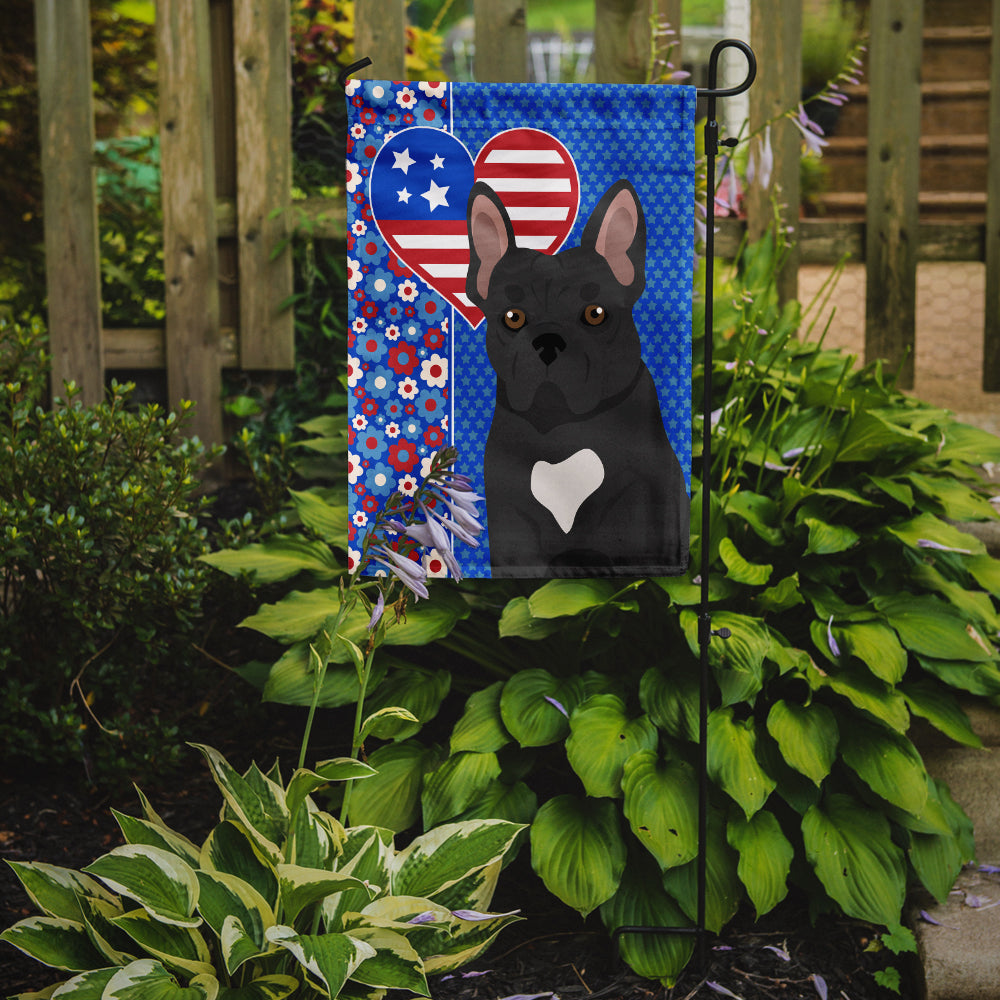 Black French Bulldog USA American Garden Flag-1
