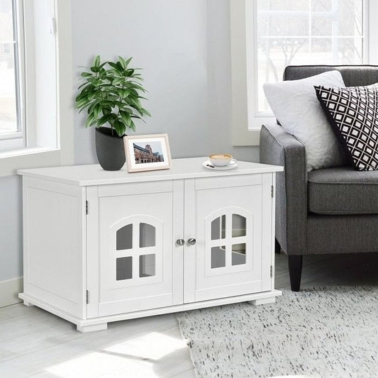 White  Modern Large Ventilated Private Divider Cat Litter Box-0