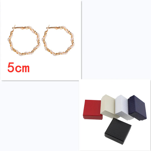 Metal Pearl Earrings with Luxury Gift Box