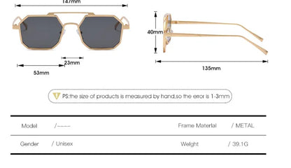 Geometric Top Bar Fashion Sunglasses – Trendy Metal Frame Eyewear
