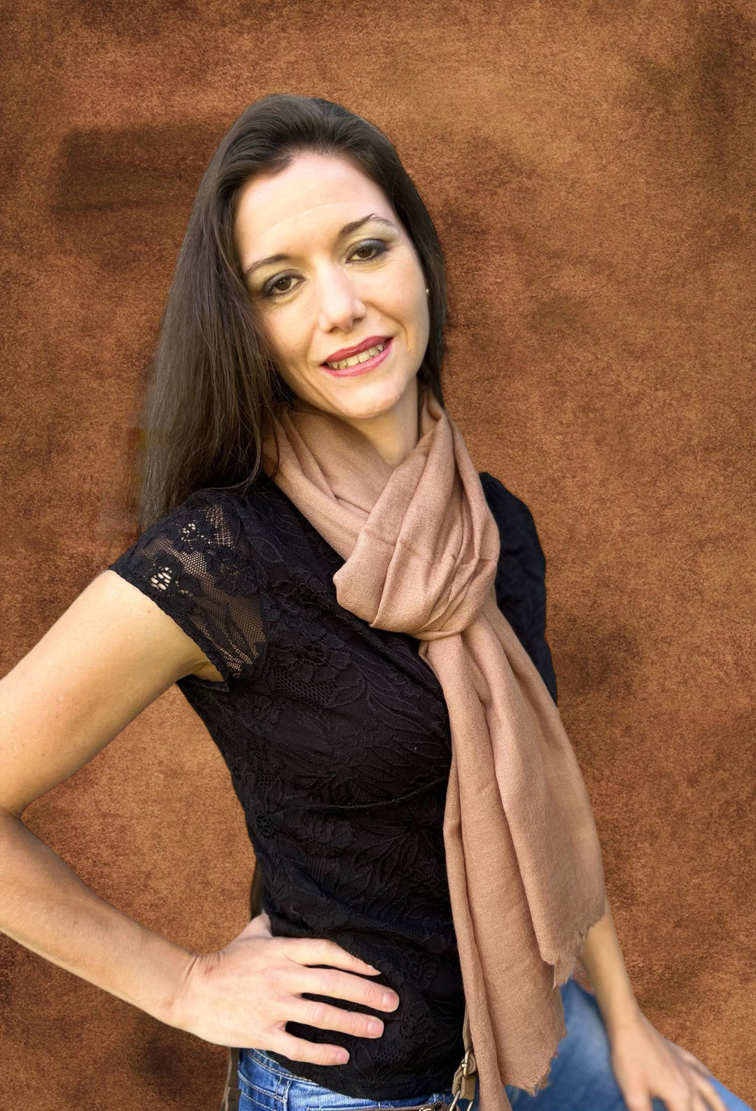 Beige Featherlight Solid Wool Scarf-0