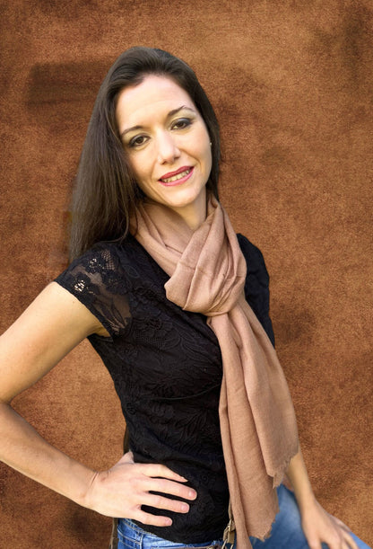 Beige Featherlight Solid Wool Scarf-0