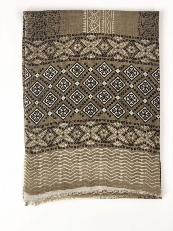 Hand Painted Wool And Silk Blend Scarf-3