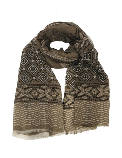 Hand Painted Wool And Silk Blend Scarf-0