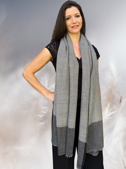 Black and White Gingham Check Scarf-2