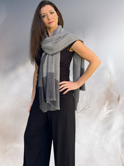 Black and White Gingham Check Scarf-3