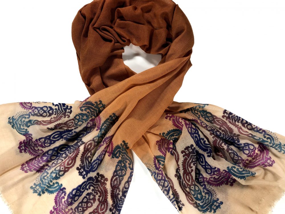 Hand Printed Rust Screen Print Scarf-6