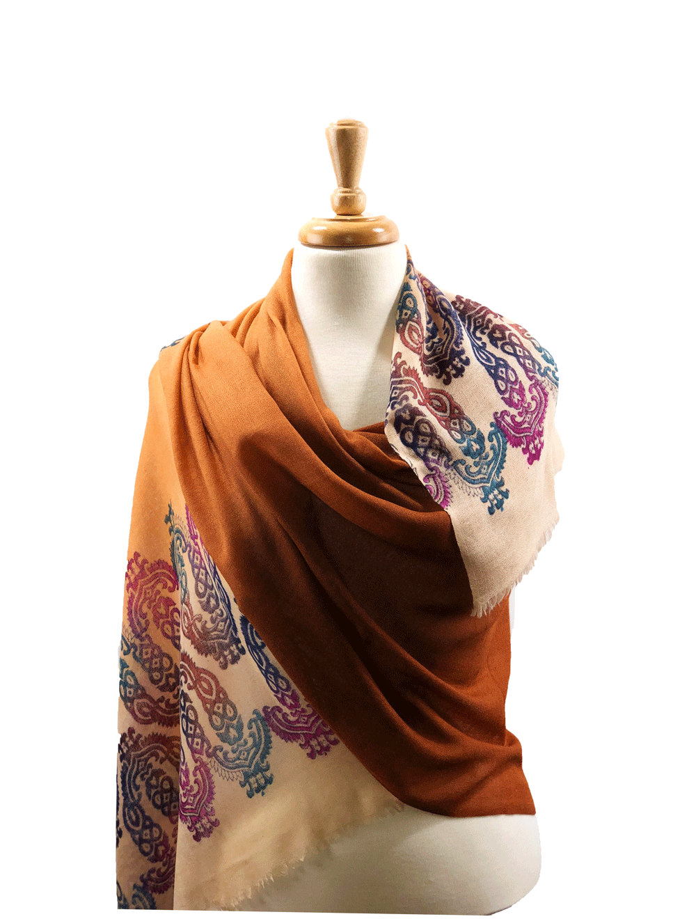 Hand Printed Rust Screen Print Scarf-5