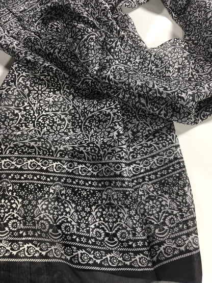 Gray and White Silk Scarf-2