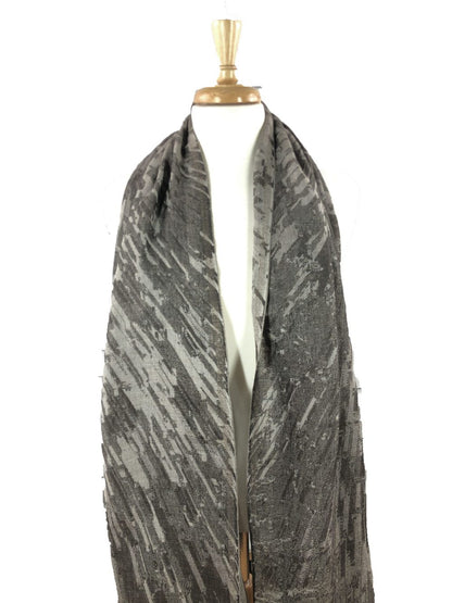 Bark Grey Cotton and Wool Blend Abstract Scarf-2