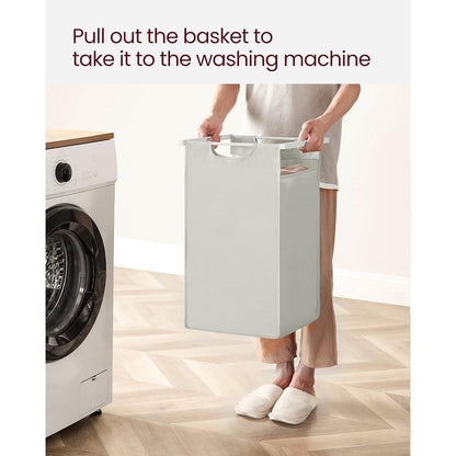 2-Basket Laundry Hamper Sorter White Frame Removable Bags and Top Storage Shelf-1