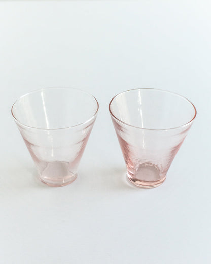 Handblown Hammered Funneled Glasses | Set of 2-4