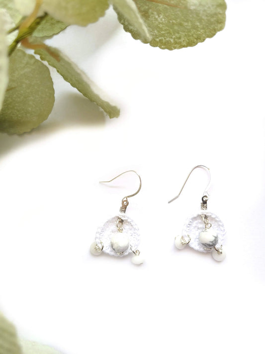 White Stone Earrings-0