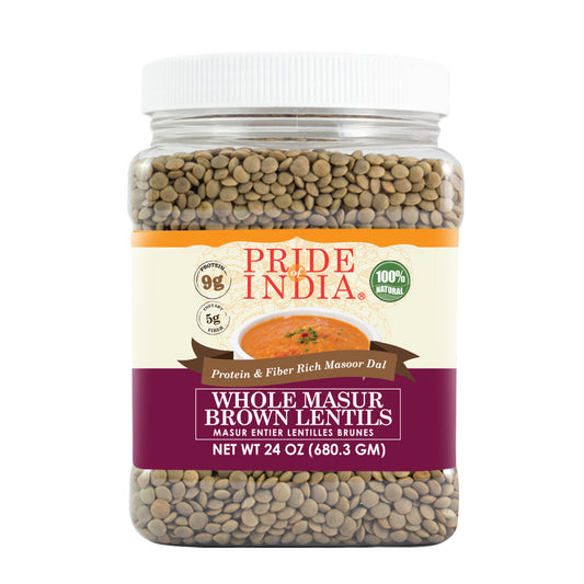 Indian Whole Brown Crimson Lentils - Protein & Fiber Rich Masoor Whole Jar-0