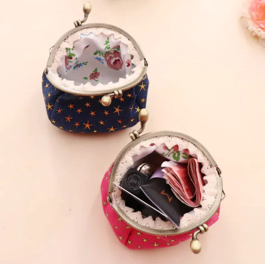 Vintage Denim Handmade Women's Coin Purse with Hasp Closure