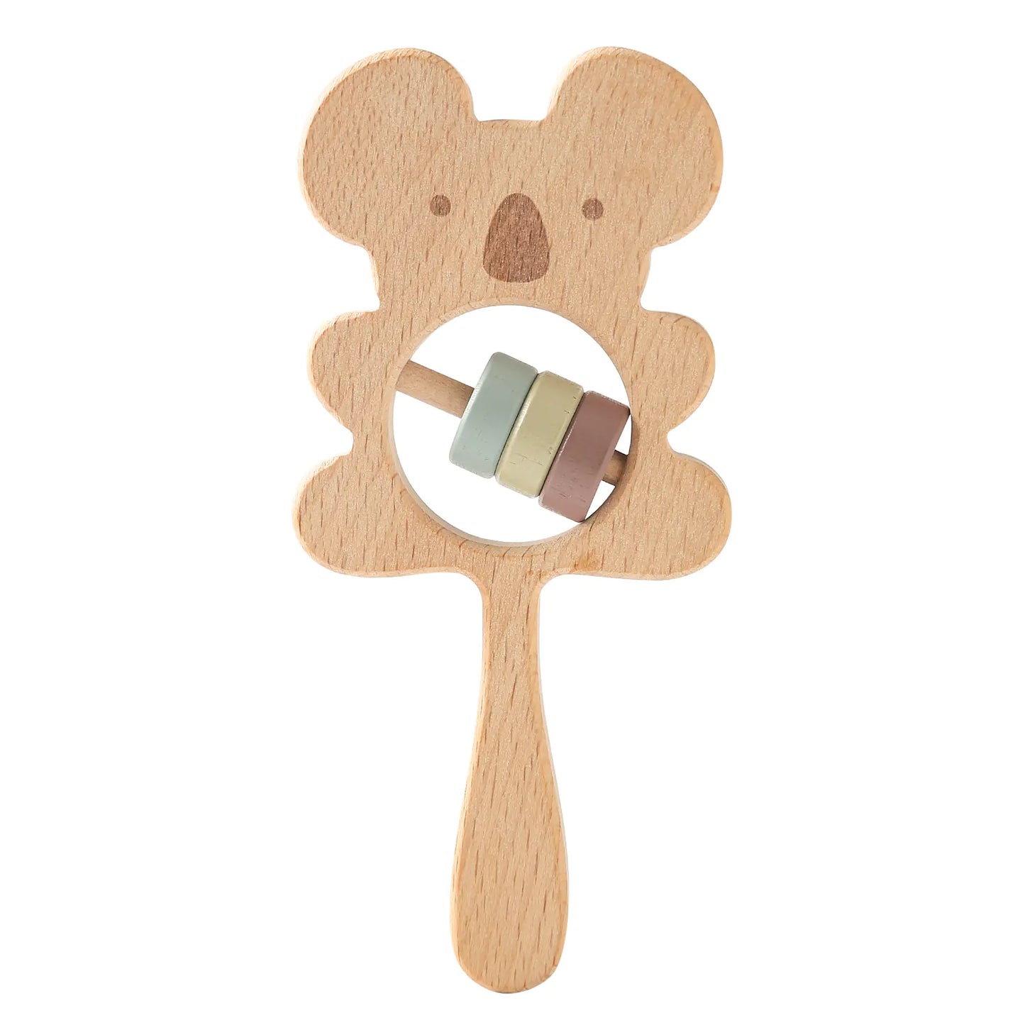 Wooden Animal Hand Rattle Toy for Newborns (Koala & Owl)