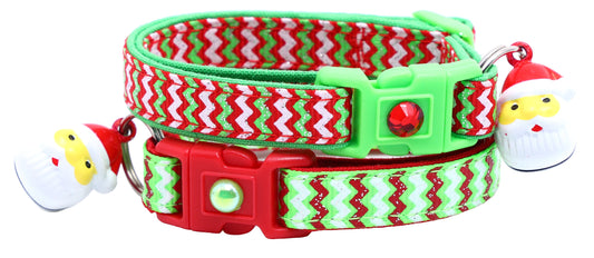 Christmas Chevron Breakaway Cat Collar-0