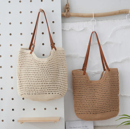Woven Lightweight Straw Tote Bag