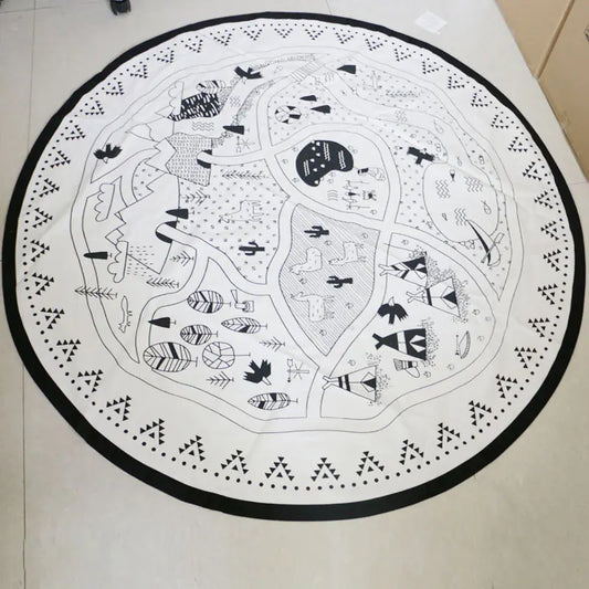 INS New Village Colorful Cotton Canvas Play Mat