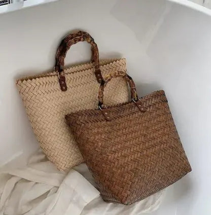 Bohemian Large-Capacity Handmade Straw Beach Tote Handbag